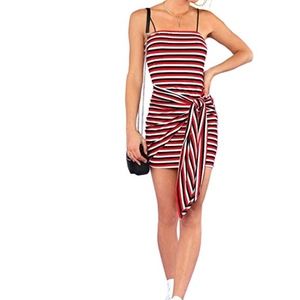 Spaghetti Strap Striped Bodycon Mini Dress